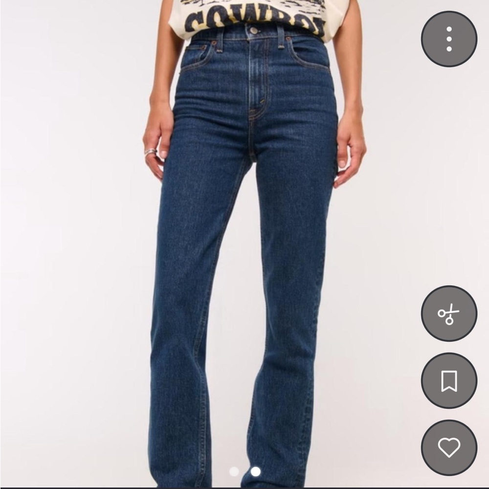 Abercrombie & Fitch Women's Dark Blue Straight Leg Jeans
